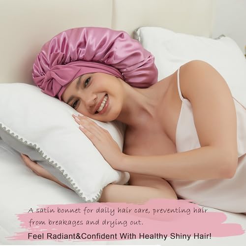 Satin Bonnet with Tie, Silk Hair Bonnets for Women for Sleeping - Image 4