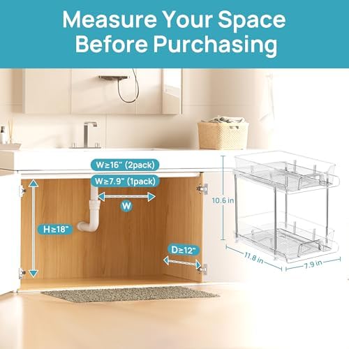 Vtopmart 4 Pack Plastic Clear Pull Out Organizer with Dividers (S-Divided) - Image 5