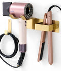 Hair Dryer and Straightener Holder, Stainless Steel Hair Dryer Stand for Bathroom, Hair Dryer Holder Wall Mounted Adhesive or Drilling, Hair Tool Organizer for Salon Barber Shops Gold BANJEKT by BANJEKT
