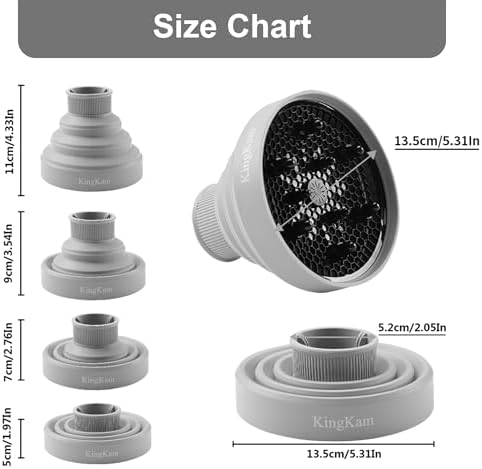 KingKam Collapsible Silicone Hair Diffuser for 1.57-1.96 inch Nozzle - Image 5