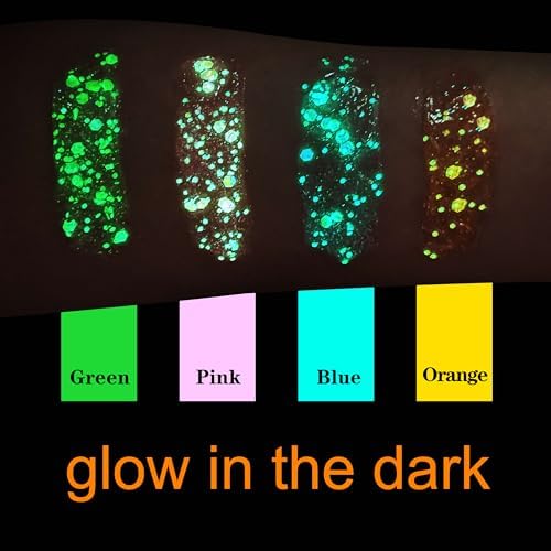 MEICOLY Neon Orange Body Glitter Gel,UV Blacklight Chunky Face Glitter Gel,Glow in The Dark Hair Glitter Paint,Singer Concert Music Festival Rave Accessories,Halloween Glitter Makeup for Women - Image 5