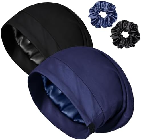 Satin Bonnets for Sleeping Adjustable Silk Lined Bonnet Sleep Cap Hair Wrap by ROYBENS