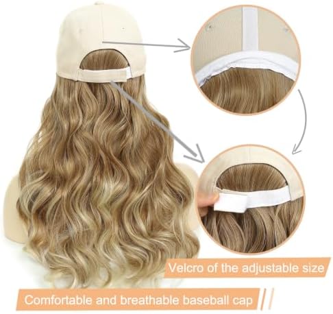 Hat Wig Baseball Cap with Long Wavy Wig Natural Layered Ombre Blonde Hair - Image 4