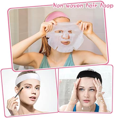 Pimoys 30 Count Disposable Headbands for Facials, Women's Skincare, Makeup, Bath, Sport, White, Black, Pink - Image 7