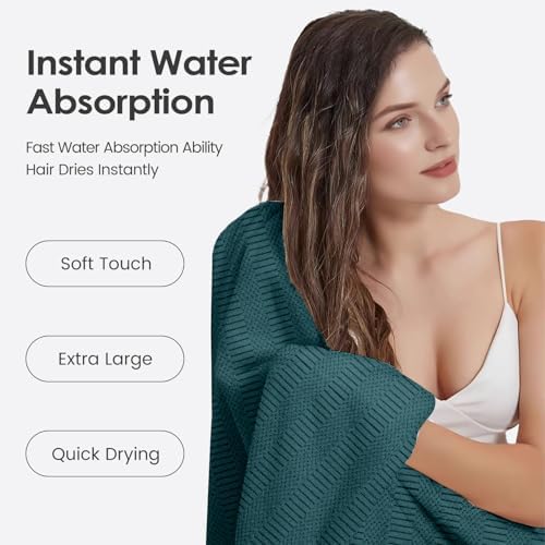 JML Microfiber Bath Towels, Teal, 30" x 60", Set of 2 - Image 5