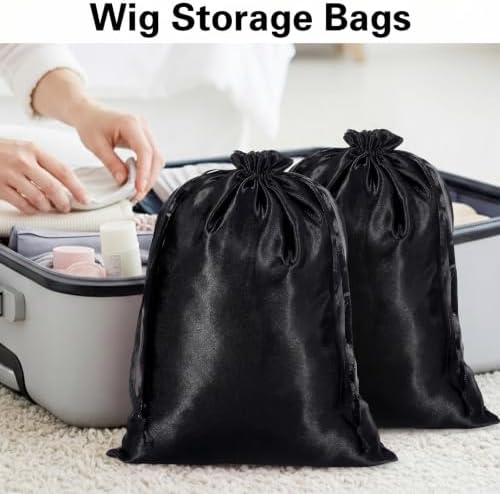 6 Pcs Satin Wig Bags With Drawstring, 13×9.8 Inch Silk Wig Storage Bags - Image 5