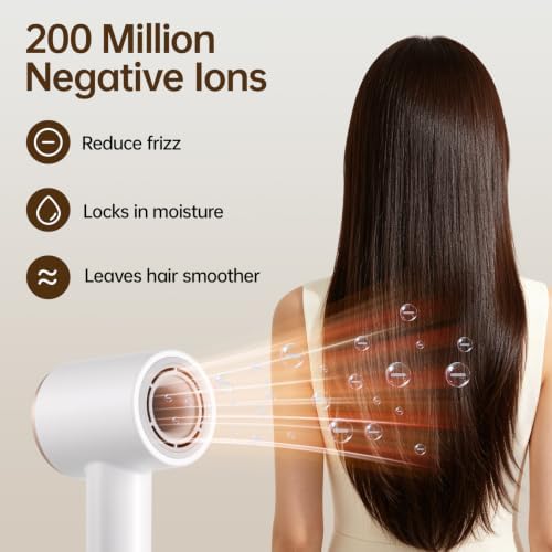 BOWEI High-Speed Hair Dryer, Lightweight & Portable at 0.8lb, White - Image 2