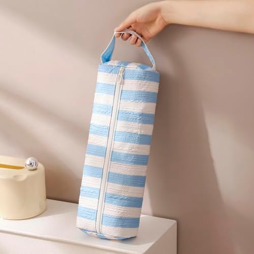 RSRSLEII Striped Hair Tools Travel Bag, Portable&Foldable, Blue&White - Image 5