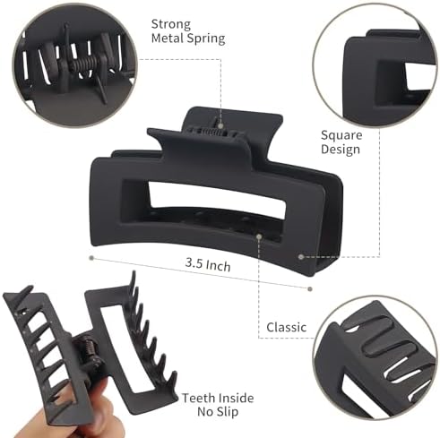 Sisiaipu 3.5 Inch Hair Clips - 12 Pcs Square Jaw Clips for Thick and Thin Hair, Rectangular Hair Accessories for Women and Girls - Neutral - Image 5