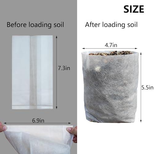 Belit 100 Pcs Nursing Growing Pouch, Garden Grow Bag for High Seedling Survival Rate Planting Plant Flower Seed Starting (7.3"x6.9") - Image 4