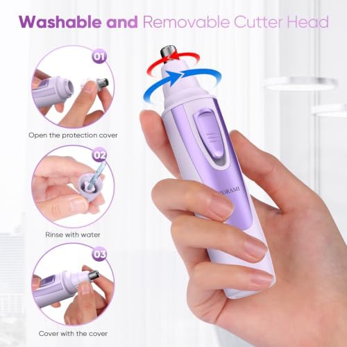 Ear and Nose Hair Trimmer Clipper - 2026 Professional Painless Eyebrow & Facial Hair Trimmer for Men Women, Battery-Operated Trimmer with IPX7 Waterproof, Dual Edge Blades for Easy Cleansing Lavender - Image 5