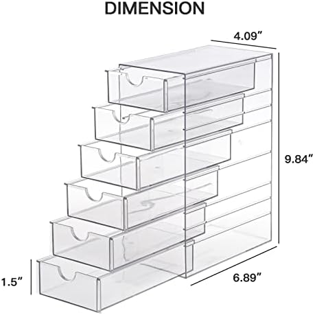 FABROK Clear Hair Accessory Organizer Box with 6 Drawers - Image 3
