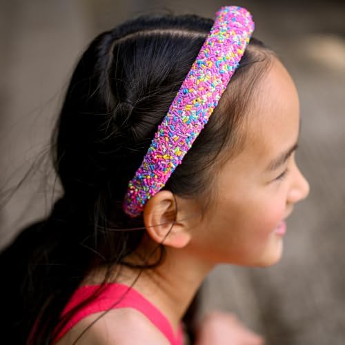 FROG SAC Sprinkle Headbands for Girls, Purple Padded Confetti Head Band for Kids, Thick Puffy Hair Bands for Children, Wide Little Girl Hairband Hair Accessories - Image 5