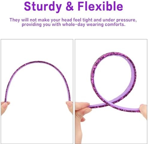 Headbands for Girls, 3 Pack Mardi Gras Glitter Girls Headbands - Image 6