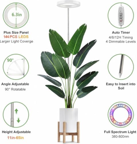 LBW Grow Lights for Indoor Plants, 6.3" Full Spectrum Grow Light, 72 LEDs - Image 4