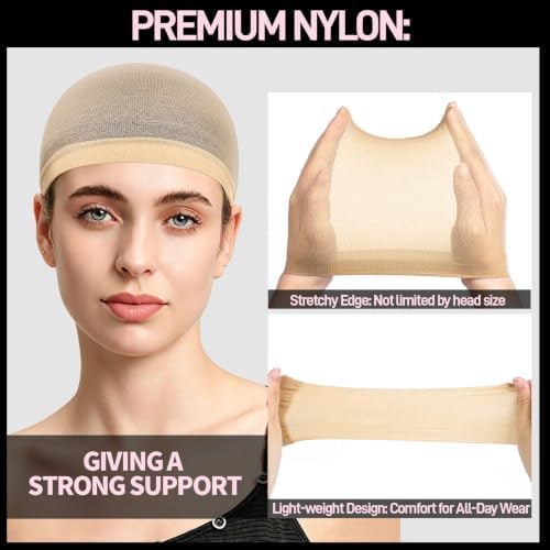 Fandamei 4PCS Wig Cap, 2PCS Nylon Wig Caps for Women Light Brown, 2PCS HD Caps for Wigs Super Thin Invisible Lightweight. Stocking Hair Wig Caps Stretchy Breathable for Lace Wig Halloween Cosplay - Image 3