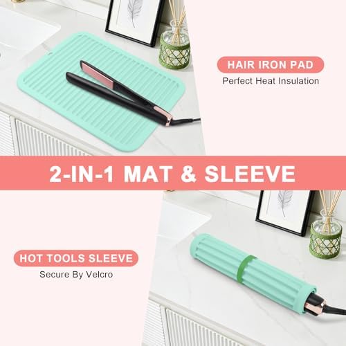 Silicone Heat Resistant Mat for Hair Tools, Oversize, Green - Image 5