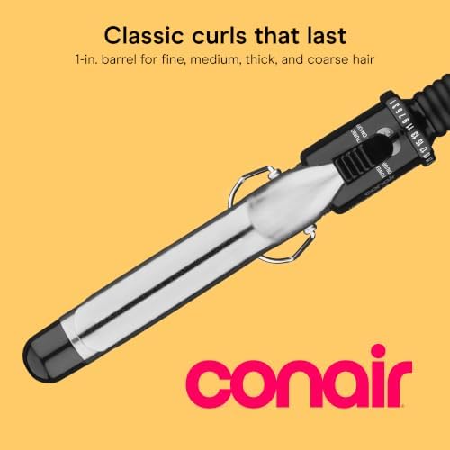 Conair Curling Iron​, Fine to Thick Hair, 1-in. Barrel, Black/Silver - Image 2