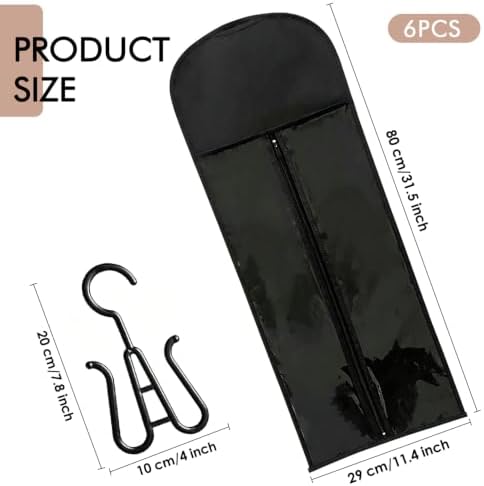 Black Wig Storage Bags with Hanger, 6PCS for Wigs&Hair Extensions - Image 5