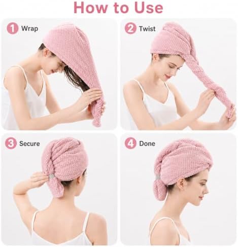 2 Pack Microfiber Hair Towel Wrap，Large quick-drying hair towel，29.5*11 in - Image 5