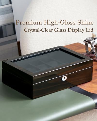 Wooden Watch Display Case 10 Slot Storage Box Organizer Lockable Collection - Image 2