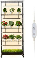 VEVOR Plant Shelf with Grow Light, 6-Tier Indoor Plant Stand, 71 in Tall Plants Display Rack with Wheels & 4/9/14H Timer, 80W T5 LED Full Spectrum Grow Lights, Flower Pot Holder for Seed Starting by VEVOR