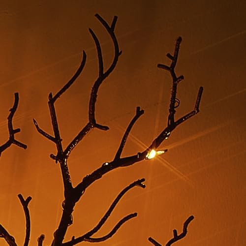Halloween Branch Lights with Timer Battery Operated 75 LED Orange Fairy Lights, Lighted Black Willow Branches 21IN for Home Decor - Image 2