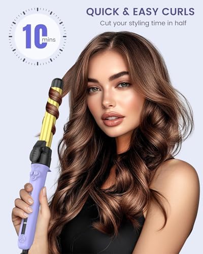 Rotating Automatic Curling Iron Set 3 Ceramic Barrels for Long Hair Waves - Image 5