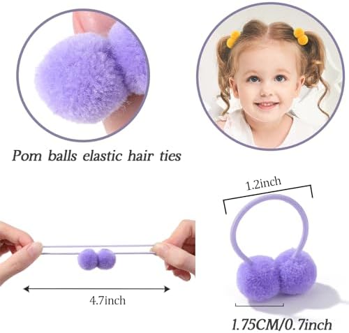 choicbaby 40PCS Pom Pom Hair Ties Elastic Rubber Band for Baby Girls - Image 4