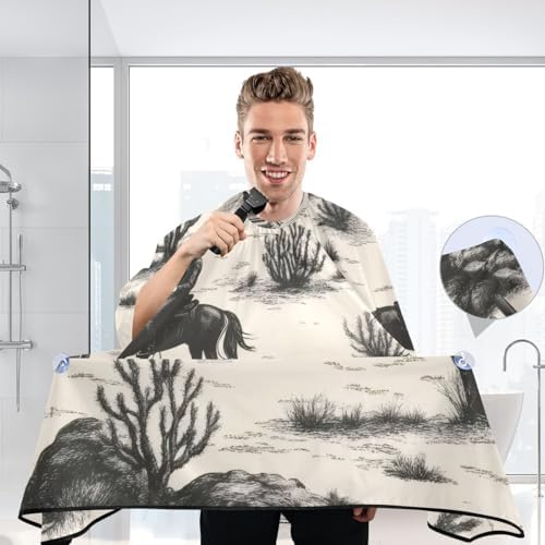 Hair Cutting Cape for Men, Wild West Cowboys Barber Cape Adjustable Neck Size Professional Salon Cape - Image 5