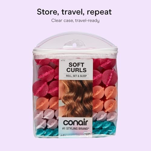 Conair Hair Rollers for Heatless Curls Overnight, Snap Closures, 48 Count - Image 6