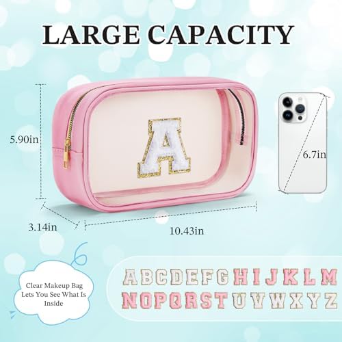 YOOLIFE Birthday Gifts for Kids Girls | Travel Toiletry Bag | Pink Clear Makeup Bag for Teen Girl Kids Cosmetic Bags Gift for 5 6 7 8 9 10 11 12 13 Year Old Girls Birthday Gifts for Girl Initial D - Image 4