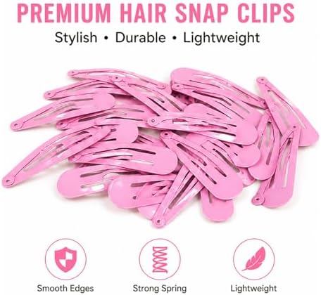 40 Counts Colorful Metal Snap Hair Clips 2 Inch Barrettes for Women Accessories (hotpink) - Image 2