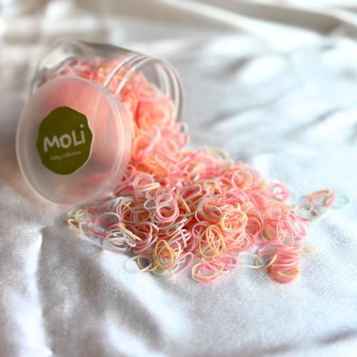 1500 PCS Toddler Baby Infant Mini Thin Gentle Hair Elastics Ties Soft Rubber Bands for Thin Fine Hair Baby Girl (Multicolor - Pink) by MoLiBabyCollection