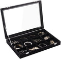 Frebeauty 12 Grid Bracelet Holder Box,Velvet Jewelry Tray with Clear Lid by Frebeauty