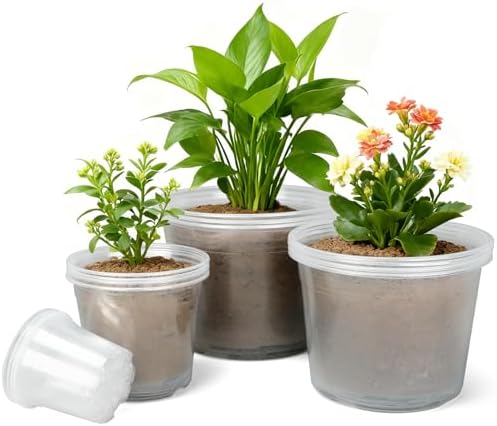 4/6/8/10 Inch Clear Nursery Pots, 16Pack Plastic Plant Pots with Drainage by Unknown