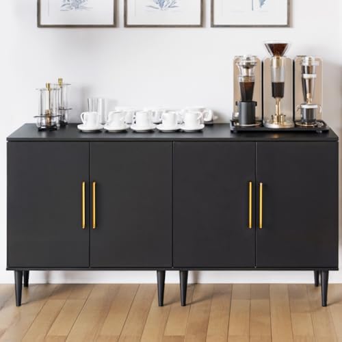 Vrullu Modern Storage Cabinet, Free Standing Buffet Cabinet, Black Sideboard and Buffet Storage, Wood Accent Furniture for Living Room, Hallway, Entryway, Dining Room (2, Black) by Vrullu