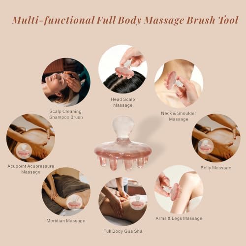 Head Scalp Massage Tool Meridian Acupoint Massager Brush Hair Scrubber Pink - Image 5