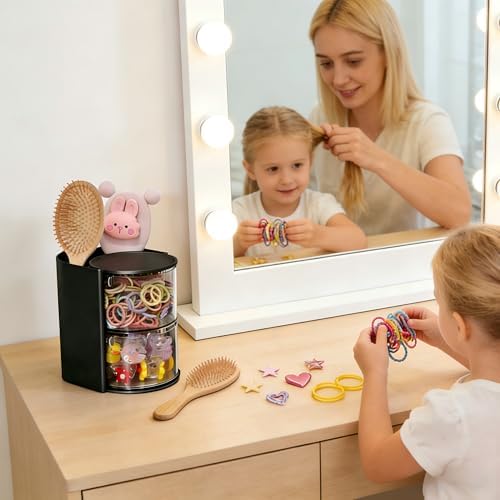Azurphoric Hair Accessories Organizer with Hair Brush Holder(Black,2-Layer) - Image 6
