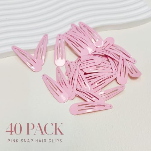 40 Counts Pink Color Metal Snap Hair Clips 2 Inch Barrettes for Women Accessories - Image 2