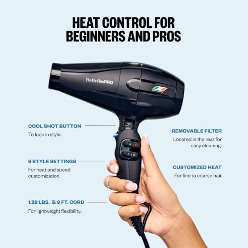BaBylissPRO Nano Titanium Italian Portofino Hair Dryer - Professional 2000 Watt Blow Dryer - Image 5