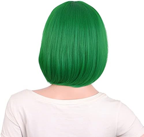MapofBeauty 12 Inch Women Short Straight Cosplay Party BOB Wig, Grass Green - Image 5
