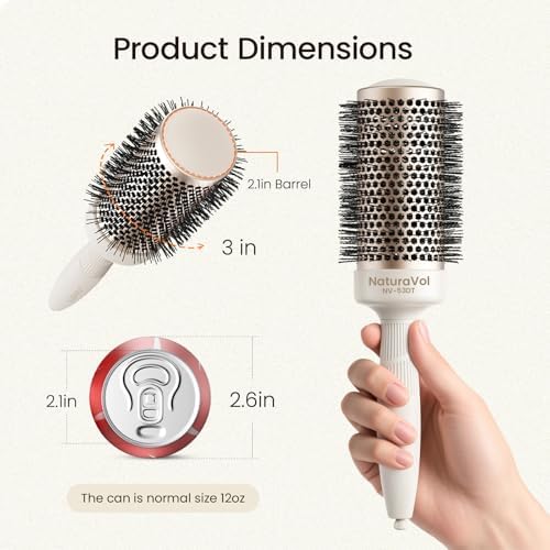 AIMIKE NaturaVol Round Brush for Blow Out, 2.1" Large Brush for Long Hair - Image 3