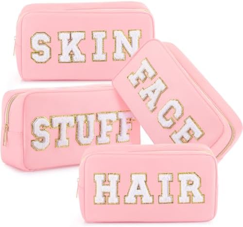 Remerry 4 Pcs Preppy Makeup Bags,Pink by Remerry