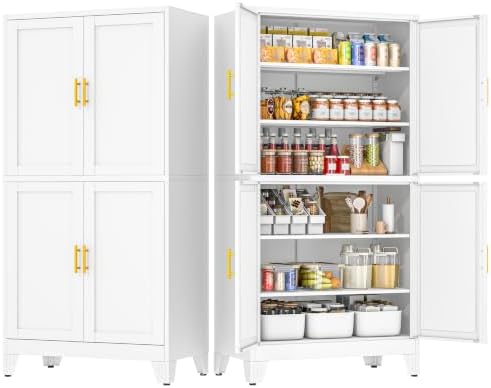 GAIOUS 79'' Metal Pantry Storage Cabinet with 4 Door and Adjustable Shelves - Image 5