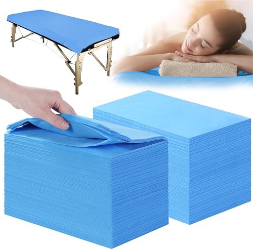 Disposable Bed Sheets 200 Pcs 31" x 71" Massage Table Sheets Non Woven Fabric SPA Bed Cover Breathable for Massage Beauty Tattoos(Blue) by XATUMO