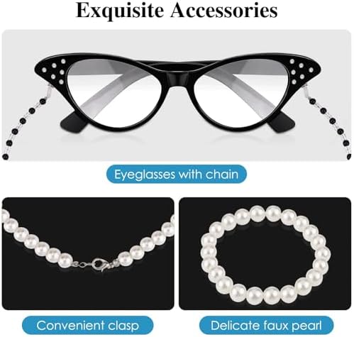 AOTHSO 6 Pieces Old Lady Wig Costume Set Grandma Wig with Cap Cane Pearl Necklace Bracelet for 100 Days of School Halloween - Image 4
