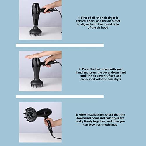 Hair Diffuser Hair Dryer Diffuser Attachment Blow Dryers Diffuser for Curly Thick Hair Black, hair dryer diffuser - Image 6