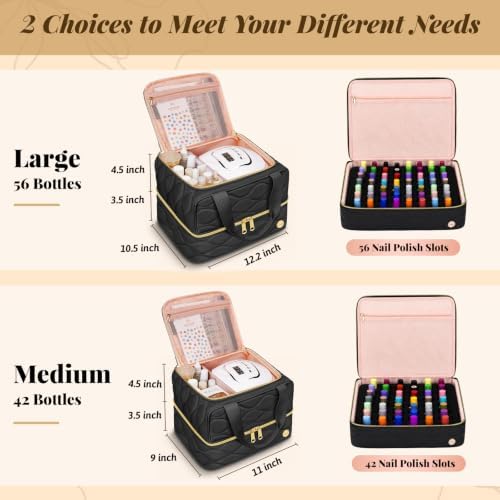YOREPEK Nail Polish Bag Organizer Case Holds 56+ Bottles (15ml/0.5 fl.oz) - Image 2
