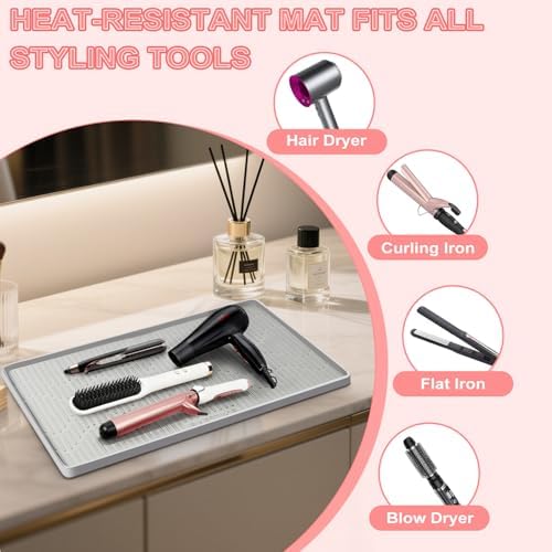 Lorvain 24" x 17" Oversize Silicone Heat Resistant Mat for Hair Tools - Image 6